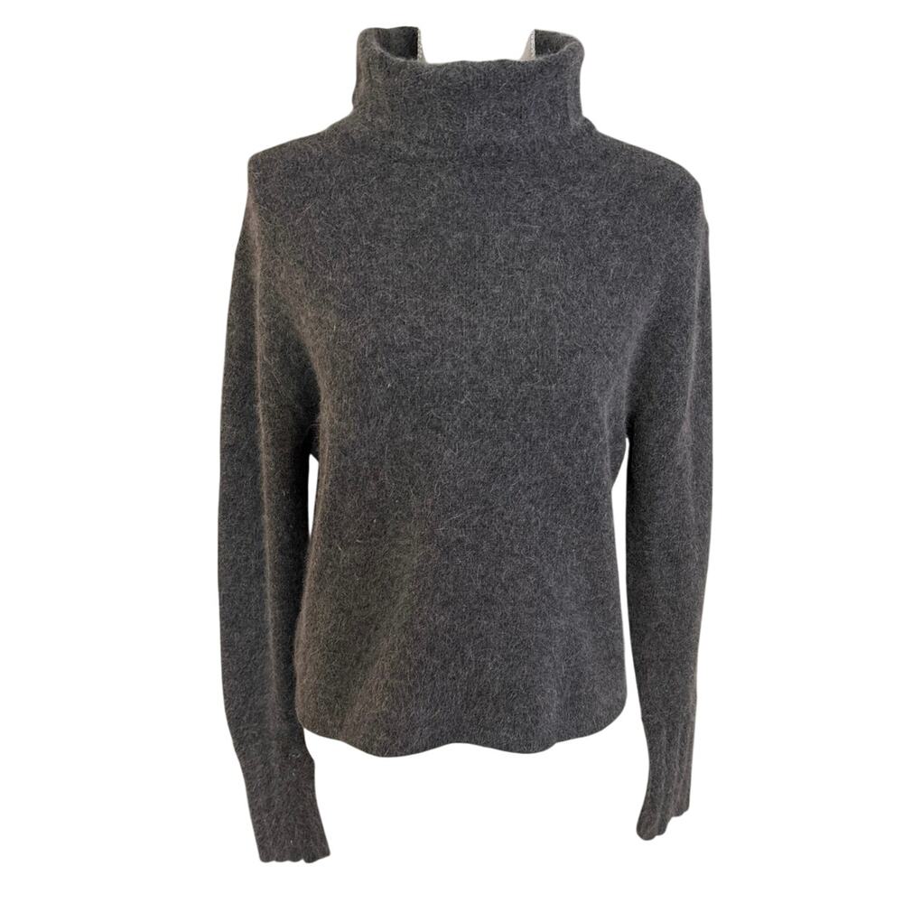 Vintage Q&A Size M Turtleneck Sweater Cropped Lambswool Angora Grey Gray Y2K - Picture 1 of 4